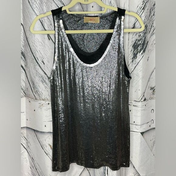 Free For Humanity Black Sequined & Foil Tank Top M - Picture 1 of 7